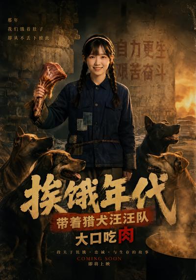 挨饿年代带着猎犬汪汪队大口吃肉